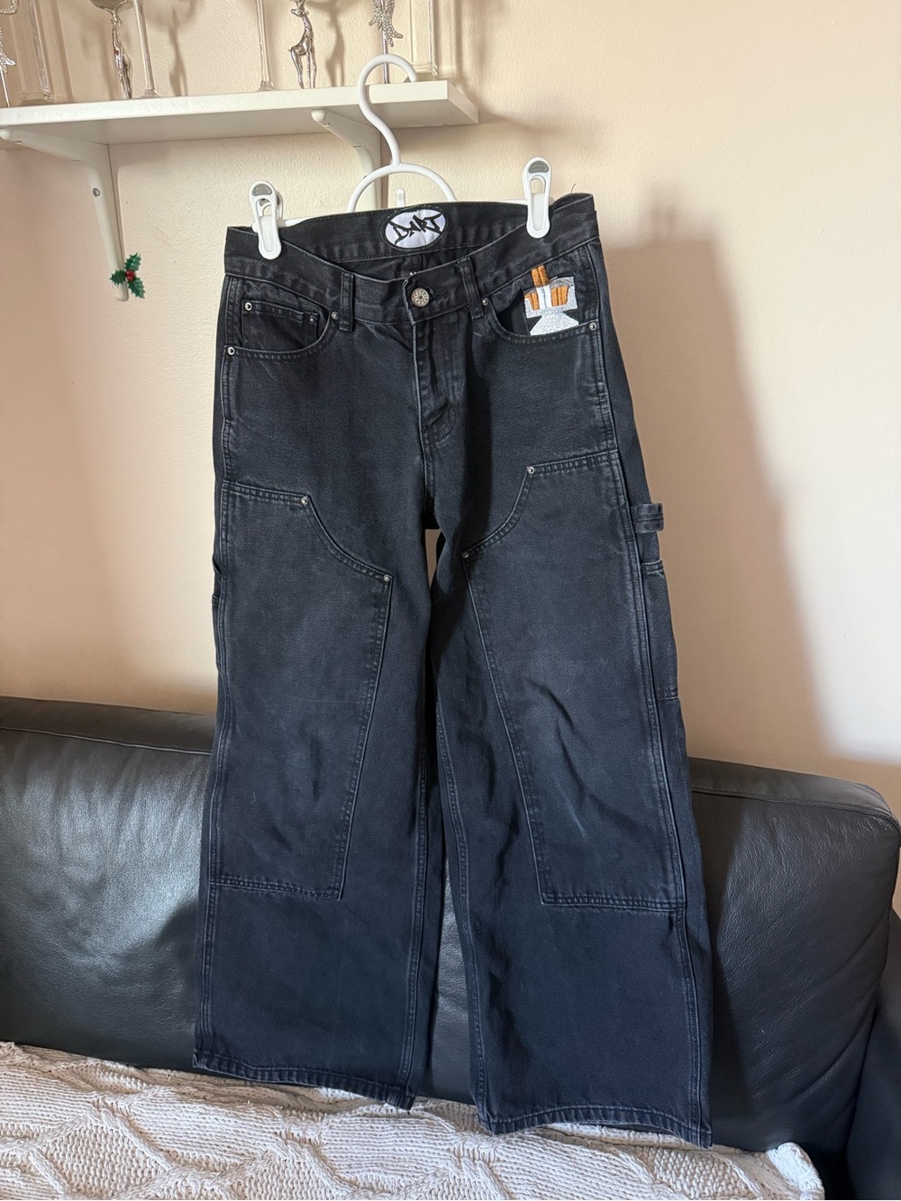 Men's Black Cargo Work Pants with Utility Pockets